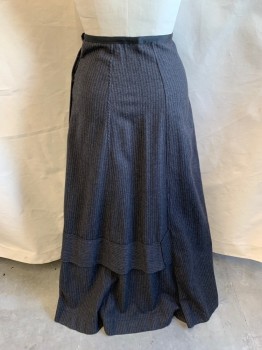 NL, Dk Gray, Black, Wool, Stripes - Vertical , A-Line, Hook & Eye Back, Floor Length