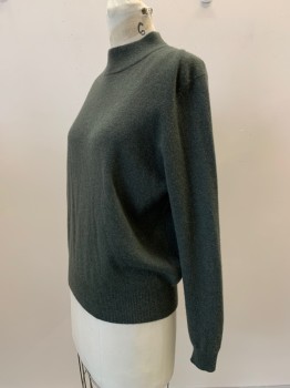 Womens, Pullover, CHARTER CLUB, Dk Olive Grn, Cashmere, Solid, P/M, L/S,  Turtle Neck,