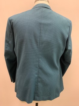 Mens, Sportcoat/Blazer, MATTARAZI UOMO, Turquoise Blue, Black, Wool, Silk, Houndstooth, 46R, Single Breasted, 2 Buttons,  3 Pockets, Pick Stitching, Double Vent