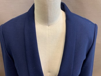 Womens, Blazer, MAJE, Navy Blue, Wool, Solid, 38, 2, 2 Button Front, Shawl Collar, 2 Patch Pockets