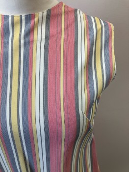 Womens, Shirt, N/L, B: 38, Red/ Multi-color, Vertical Stripes, CN, Sleeveless, Back Zip,