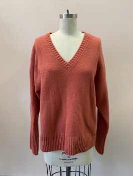 Womens, Pullover Sweater, TREASURE & BOND, Burnt Orange, Cotton, Polyester, Solid, S, V-N,