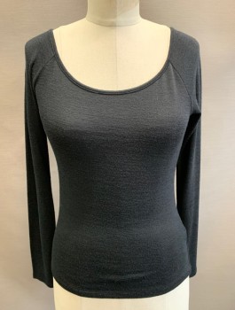 Womens, Pullover, RAG & BONE, Black, Rayon, Polyester, Solid, S, Lightweight Knit, Long Raglan Sleeves, Wide Scoop Neck, Fitted