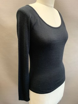 Womens, Pullover Sweater, RAG & BONE, Black, Rayon, Polyester, Solid, S, Lightweight Knit, Long Raglan Sleeves, Wide Scoop Neck, Fitted