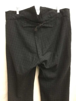 MTO, Forest Green, Black, Wool, Check , Button Fly, Suspender Buttons, Back Adjustable Buckle, Side Pockets, Flat Front,