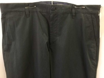 Mens, Casual Pants, GAP, Charcoal Gray, Cotton, Stripes - Micro, 32, 38, Flat Front, Zip Front, 5 Pockets, Belt Loops, Tailored Gap Khakis