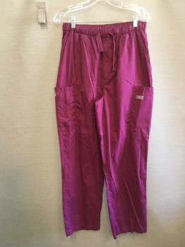 CHEROKEE, Wine Red, Poly/Cotton, Solid, Elastic Waist Cargo Style