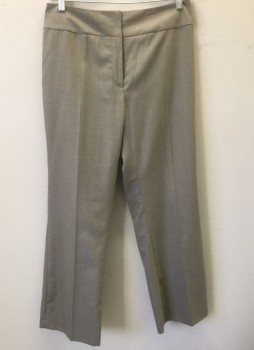 Womens, Suit, Pants, KASPER, Taupe, Brown, Polyester, Rayon, 2 Color Weave, 12, High Waist, Wide Leg, 2" Wide Self Waistband, Zip Fly, No Pockets