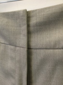 KASPER, Taupe, Brown, Polyester, Rayon, 2 Color Weave, High Waist, Wide Leg, 2" Wide Self Waistband, Zip Fly, No Pockets