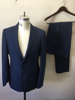 MATTARAZI UOMO, Blue, Black, Wool, 2 Color Weave, Single Breasted, 2 Buttons,  Notched Lapel,