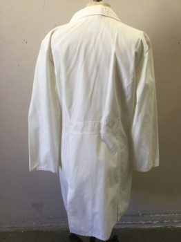 CHEROKEE, Off White, Cotton, Solid, Women, Button Front, Notched Lapel, Long Sleeves,