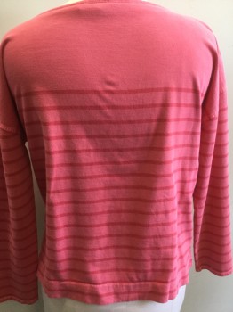 VINEYARD VINES, Pink, Red, Cotton, Stripes - Horizontal , Long Sleeves, Bateau/Boat Neck, Pull Over