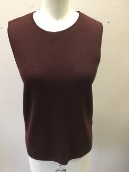 Womens, Shell, COS, Red Burgundy, Wool, Solid, XS, Knit, Sleeveless, Round Neck, Pullover
