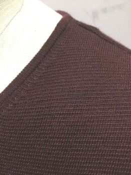 COS, Red Burgundy, Wool, Solid, Knit, Sleeveless, Round Neck, Pullover
