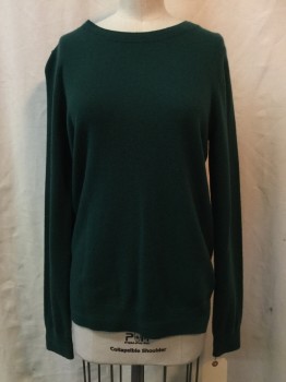 Womens, Pullover, BODEN, Forest Green, Cashmere, Solid, S, Forrest Green, Crew Neck, Long Sleeves,