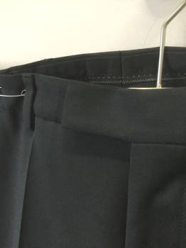 PIERRE CARDIN, Black, Wool, Solid, Flat Front, Tab Waist, 4 Pockets, Straight Leg