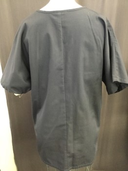 CHEROKEE WORKWEAR, Dk Gray, Polyester, Cotton, Solid, V-neck, Short Sleeves,