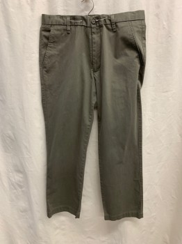 Mens, Casual Pants, DOCKERS, Lt Olive Grn, Cotton, Spandex, 34/32, Side Pockets, Zip Front, Flat Front