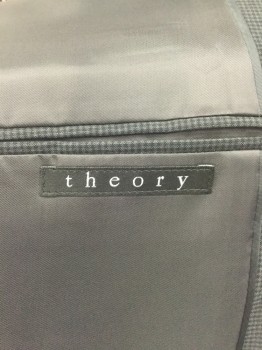 THEORY, Black, Gray, Wool, Nylon, Check - Micro , Single Breasted, 2 Buttons,  3 Pockets, Center Back Vent, Notched Lapel,