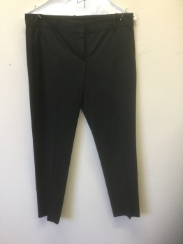 THEORY, Black, Viscose, Solid, Mid Rise, Slim Cropped Leg, Zip Fly, 4 Pockets