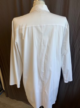 AUTHENTIC WORKWEAR, Off White, Cotton, Polyester, Solid, Notched Lapel, Single Breasted, 4 Button Front, 3 Pockets, Long Sleeves, Split Back Center Hem