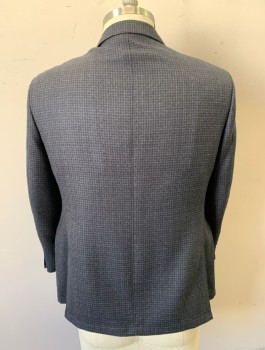 JIMMY AU, Charcoal Gray, Midnight Blue, Wool, Check , Single Breasted, Notched Lapel, 2 Buttons, 3 Pockets