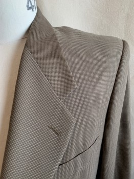 ARMANI, Tan Brown, Brown, Wool, Houndstooth, SUIT JACKET, Single Breasted, 2 Buttons, Notched Lapel, 3 Pockets, 3 Buttons Cuff