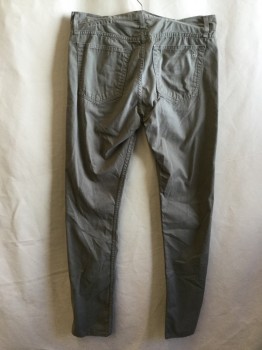 Mens, Casual Pants, RAG & BONE, Lt Olive Grn, Cotton, Solid, 35.5, 35/, 1.75" Waistband, Jean-cut, 5 Pockets, Metal Button Front,