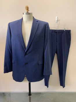 Mens, Suit, Jacket, RALPH LAUREN, Navy Blue, Blue, Wool, 2 Color Weave, 48L, 2 Buttons, Single Breasted, Notched Lapel, 3 Pockets,