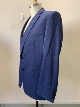 Mens, Suit, Jacket, RALPH LAUREN, Navy Blue, Blue, Wool, 2 Color Weave, 48L, 2 Buttons, Single Breasted, Notched Lapel, 3 Pockets,