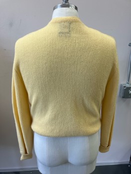 ARNOLD PALMER, Yellow, Wool, Solid, Crepe Knit, Cardigan, VN, 6 Btn