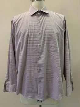 Mens, Casual Shirt, ALFANI, Red, Gray, White, Cotton, Polyester, Check , 34-35, 17, L/S, Button Front, Collar Attached, Chest Pocket,