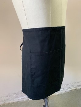 UNCOMMON THREADS, Black, Poly/Cotton, Solid, Twill, 2 Pockets/Compartments, Self Ties at Waist