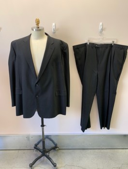 ROCHESTER, Black, Wool, Solid, Notched Lapel, Single Breasted, 2 Button, 2 Pockets,  4 Inside Pockets
