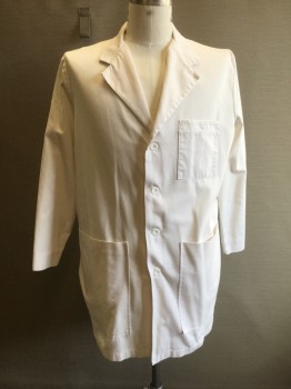 Unisex, Lab Coat Unisex, ICU, White, Cotton, Solid, 42, 3 Pockets, 4 Button Single Breasted,