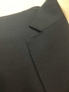 Mens, Suit, Jacket, Z. ZEGNA , Midnight Blue, Lt Blue, Rayon, Stripes - Pin, 42R, Midnight with Light Blue Micro Pinstripe, Single Breasted, Notched Lapel, 2 Buttons,  3 Pockets