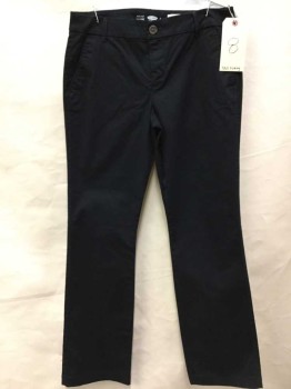 Old Navy, Black, Cotton, Spandex, Solid, Flat Front, 4 Pockets,