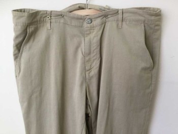 Mens, Casual Pants, A.G., Beige, Cotton, Solid, 31, 38, Soft and Worn In, Flat Front, Zip Front, Belt Loops, 4 Pockets,