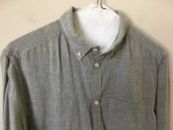 CPO PROVISIONS, Lt Gray, Cotton, Rayon, Heathered, Button Down Collar, 1 Pocket, Long Sleeves,