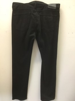 Mens, Casual Pants, AG, Black, Cotton, Solid, 34/34, 5 Pocket, Zip Front, Denim