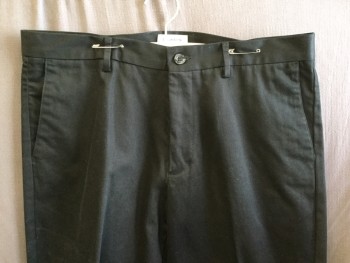 Mens, Casual Pants, DOCKERS, Black, Cotton, Solid, 36/32, Flat Front, Slit Pockets