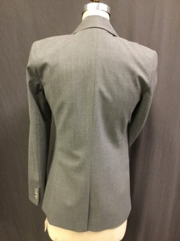 Womens, Blazer, THEORY, Lt Gray, Wool, Solid, 0, Double Breasted, Notched Lapel, 2 Pockets,