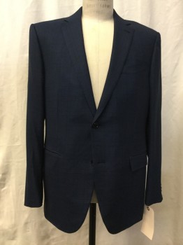 ERMENEGILDO ZEGNA, Midnight Blue, Brown, Royal Blue, Wool, Plaid, Single Breasted, Notched Lapel, 2 Buttons,  3 Pockets,