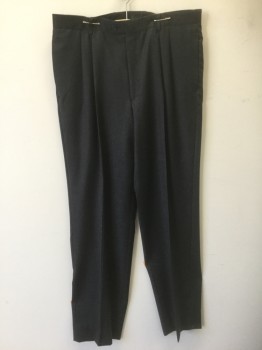 TASSO ELBA, Charcoal Gray, Wool, Solid, Double Pleated, Button Tab Waist, 4 Pockets, Straight Leg