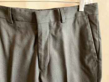 Mens, Suit, Pants, TOPMAN, Charcoal Gray, Polyester, Viscose, Heathered, 30/27, Flat Front, Zip Fly, 4 Pockets, Belt Loops