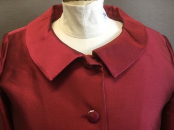 Womens, 1990s Vintage, Suit, Jacket, OLIVER YATES, Red, Acetate, Solid, B40, 14, 4 Buttons, 3/4 Sleeves, Collar Attached, Iridescent,