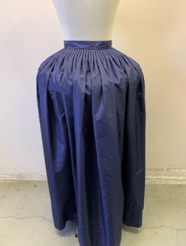 Womens, Historical Fiction Skirt, N/L, Navy Blue, Polyester, Solid, W:23, Taffeta, 1" Wide Waistband, Cartridge Pleated Waist, Floor Length, Snap Closure at Waist, Made To Order 1700