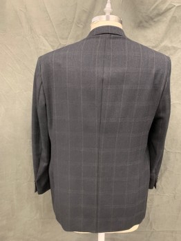 N/L, Black, Gray, Wool, Grid , Herringbone, Single Breasted, Collar Attached, Notched Lapel, 3 Pockets, Long Sleeves