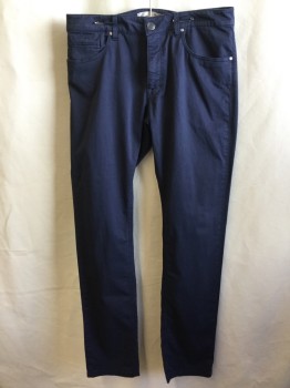 Mens, Casual Pants, TODAY...BEAUTIFUL-RM, Navy Blue, Cotton, Elastane, Solid, 33/34, 1.5" Waistband, Jean-cut, 5 Pockets, Zip Front,