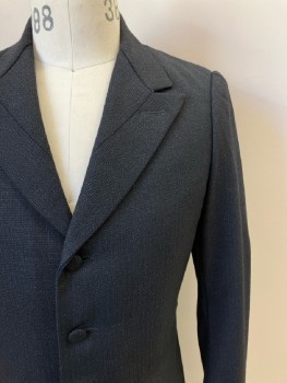 JELMEZ, Black, Gray, Wool, 2 Color Weave, C.A., Peaked Lapel, B.F., Back Vent